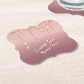 Sous-verre en papier pailleté or rose avec texte p (Incliné)