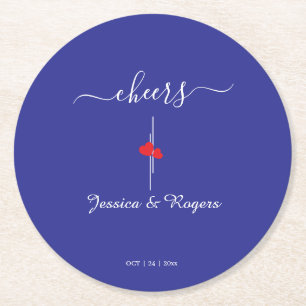 Sous-verre en papier personnalisé Mariage Bleu Che