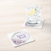 Sous-verre en papier pour la douche de mariée viol (En situation)