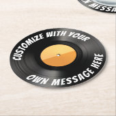 Sous-verre en papier rond avec disque vinyle perso (Incliné)