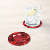 Sous-verre rond en papier rubis (En situation)