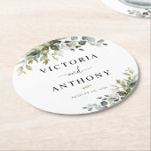 Sous-verre rond mariage eucalyptus (Incliné)