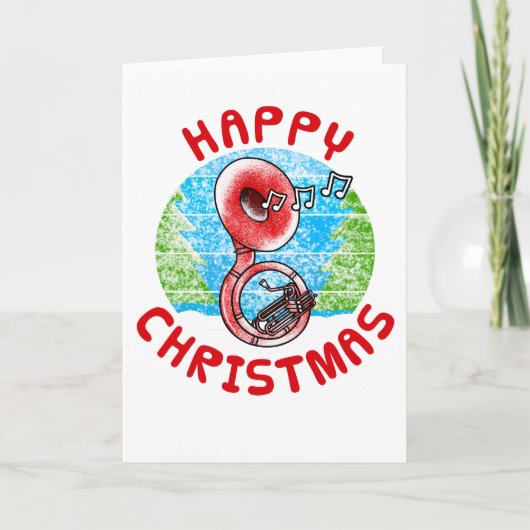 Sousaphone Kerst Kaart Messing Musicus (Voorkant)