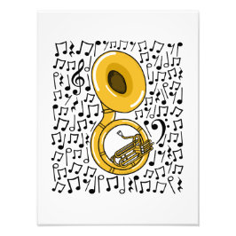 Sousaphone Musical Notes Messing Musicus Foto Afdruk