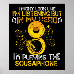 Sousaphone Player Marching Band Gift Mannen Tuba Poster