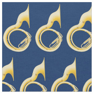 Sousaphone Tuba Muzikant Kamer Decor Blauw Stof