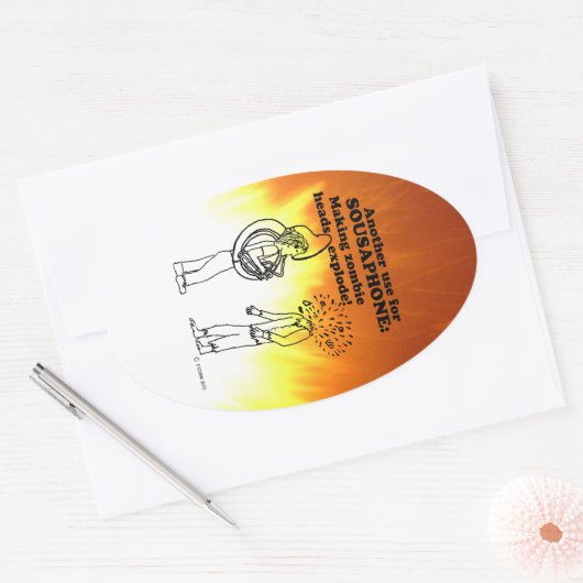 Sousaphone Zombie Explode Sticker Oval (Enveloppe)
