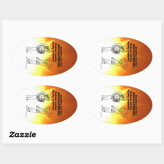 Sousaphone Zombie Explode Sticker Oval (Feuille)