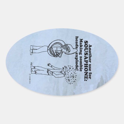 Sousaphone Zombie Explode Sticker Oval (Devant)