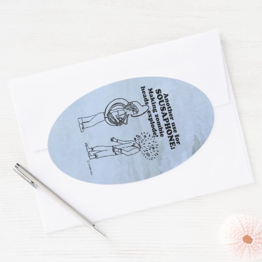 Sousaphone Zombie Explode Sticker Oval (Enveloppe)
