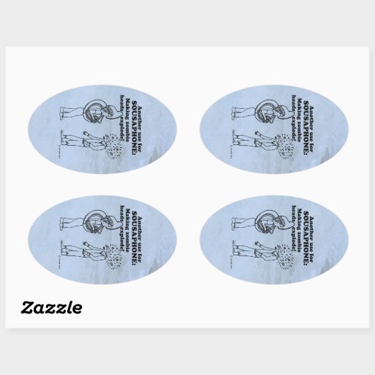 Sousaphone Zombie Explode Sticker Oval (Feuille)