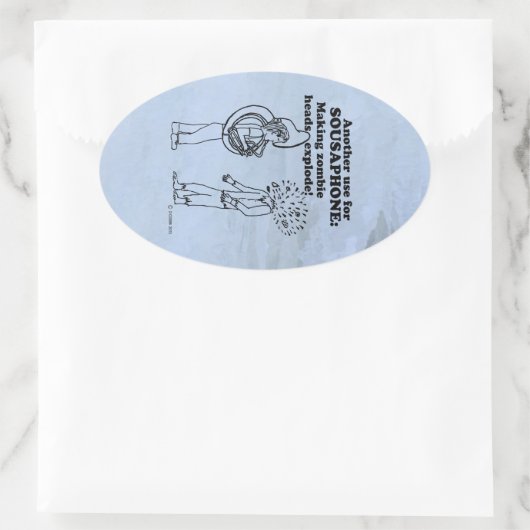 Sousaphone Zombie Explode Sticker Oval (Sac)