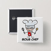 Souschef speld vierkante button 5,1 cm (Voorkant /achterkant)