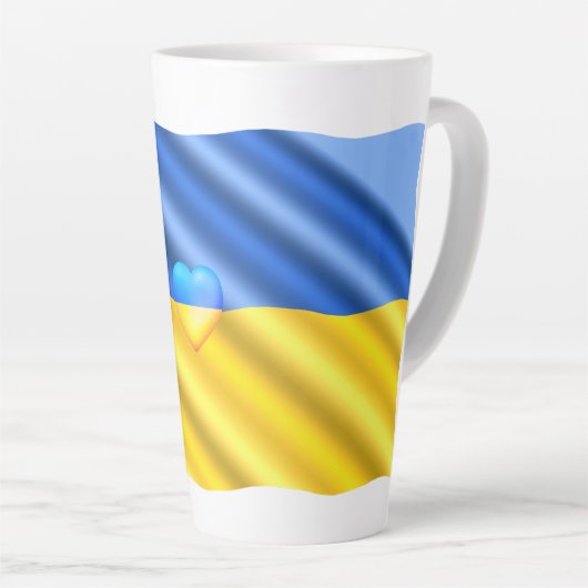Soutenez l'Ukraine Latte Mug drapeau ukrainien (Angle droit)