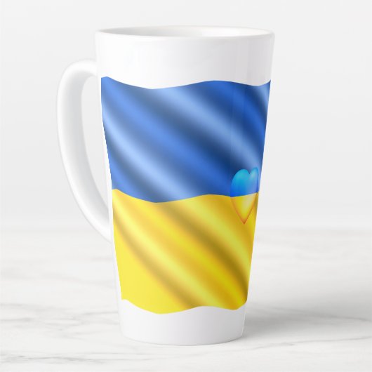 Soutenez l'Ukraine Latte Mug drapeau ukrainien (Angle gauche)