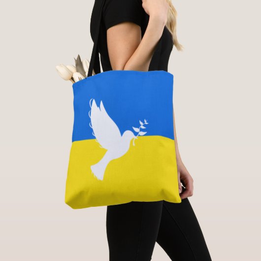 Soutenez l'Ukraine Sac fourre-tout Peace Dove drap (De près)