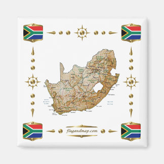 South Africa Map + Flags Magnet Magneet