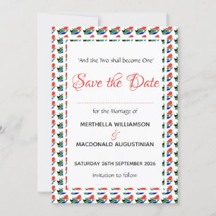SOUTH AFRICA Patriottic Custom Wedding Celebration Save The Date