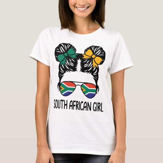 South African Girl Messy Hair Sunglasses South Afr T-shirt (Voorkant)
