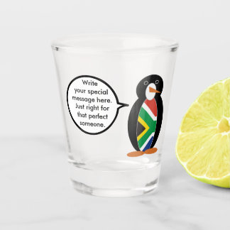 South African Talking Ms Penguin Personalized Text Shot Glas