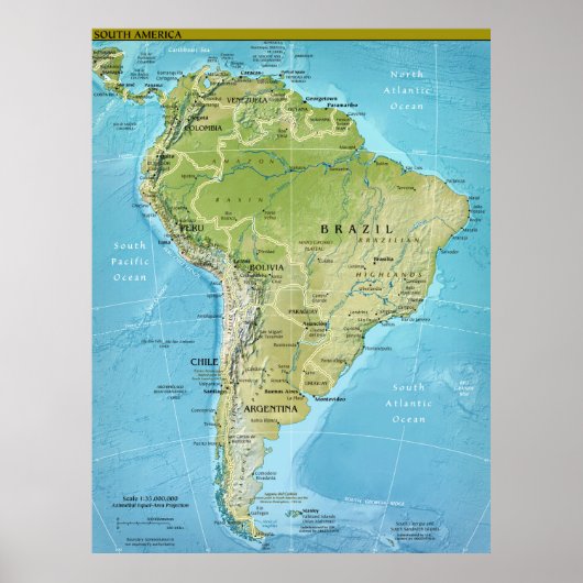 South America Map Poster (Devant)