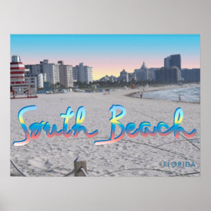 South Beach Miami, Florida City Uitzicht Poster