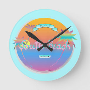 South Beach, Miami, Florida met Palms Ronde Klok