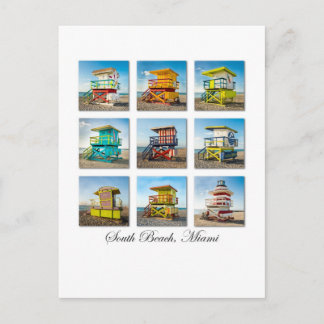 South Beach, Miami Life Guard Shacks Briefkaart