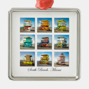 South Beach, Miami Life Guard Shacks Metalen Ornament