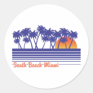 South Beach Miami Ronde Sticker