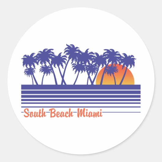 South Beach Miami Ronde Sticker (Voorkant)