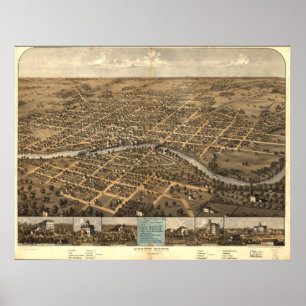 South Bend Indiana 1866 Antiek Panorama Poster