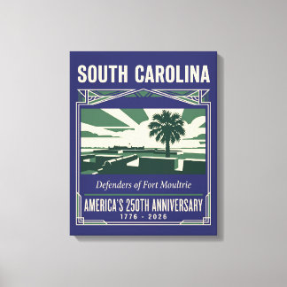 South Carolina Art Deco Amerika 250ste verjaardag Canvas Afdruk