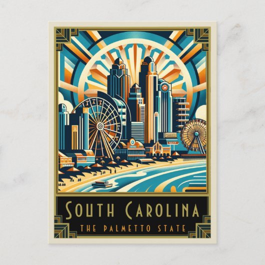 South Carolina | Art. Deco Briefkaart (Voorkant)