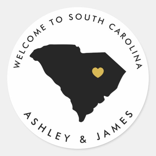 South Carolina Bruiloft Welkom Sticker voor Box Ba (Voorkant)