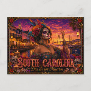 South Carolina Día de los Muertos Retro Briefkaart