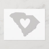South Carolina Grey State Map Shape met hart Briefkaart (Voorkant)