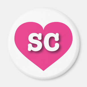 South Carolina Hot Pink Heart - Ik hou van SC Magneet