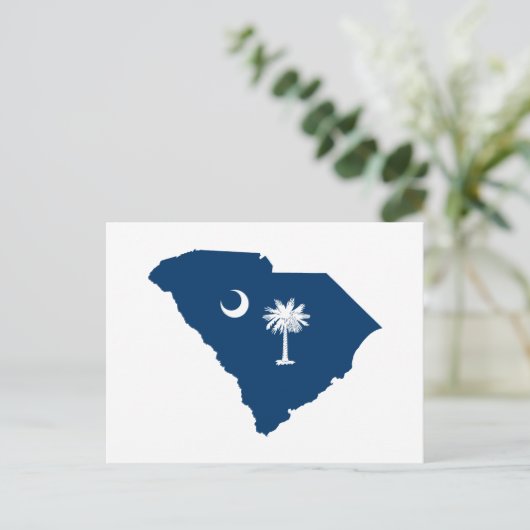 South Carolina in Blue en White Briefkaart (Staand voorkant)
