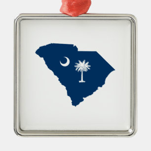 South Carolina in Blue en White Metalen Ornament