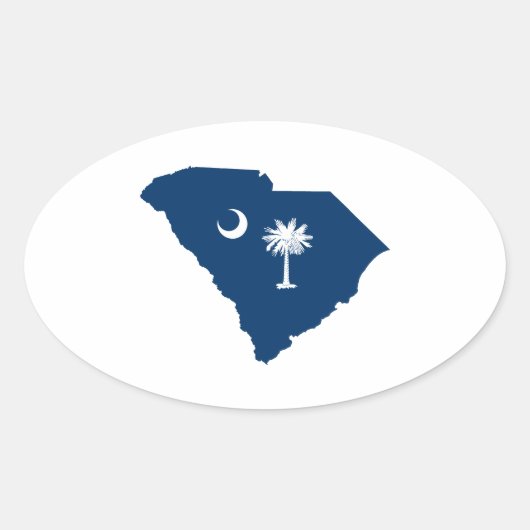South Carolina in Blue en White Ovale Sticker (Voorkant)