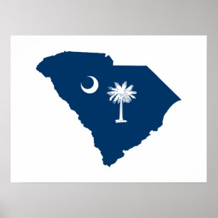 South Carolina in Blue en White Poster
