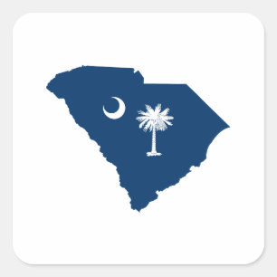 South Carolina in Blue en White Vierkante Sticker