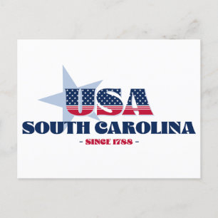 South Carolina in rood, wit en blauw Briefkaart