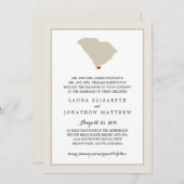 South Carolina Kaart met hart | Bruiloft (Voorkant / Achterkant)