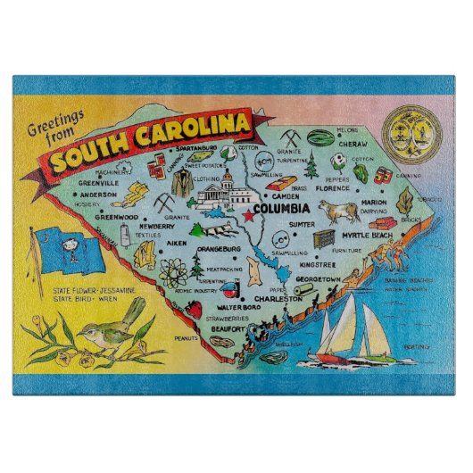 South Carolina Postcard  Snijplank (Voorkant)