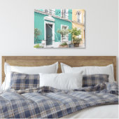 South Carolina Rainbow Row gepersonaliseerd canvas (Insitu (Slaapkamer))