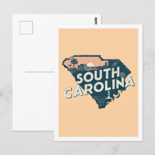 South Carolina Retro Travel Design Iconisch VS Briefkaart
