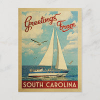 South Carolina Sailboot Vintage Travel