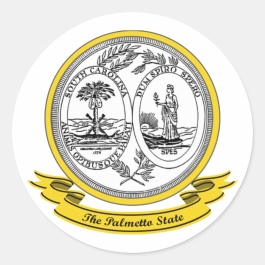 South Carolina Seal Ronde Sticker (Voorkant)